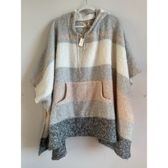 WORLD MARKET Colorblock Hooded Pullover Kangaroo Poncho Women’s One Size NEW - Picture 13 of 13
